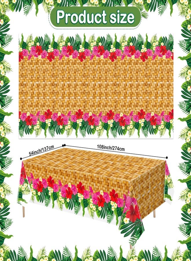 Mindsoft 4 Pcs Hawaiian Luau Party Table Cover 54'' x 108'' Plastic Hawaiian Tablecloth Disposable Rectangular Luau Party Decorations Summer Tropical Table Supplies for BBQs Beach Pool Birthday - Image 3